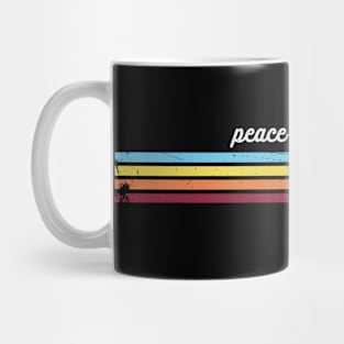 Retro Stripes Peace Love Design Mug